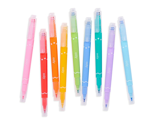 Confetti Stamp Double-Ended Markers - Set of 9