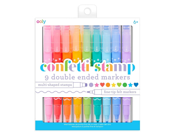 Confetti Stamp Double-Ended Markers - Set of 9