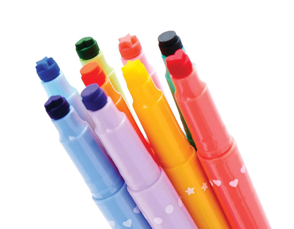 Confetti Stamp Double-Ended Markers - Set of 9