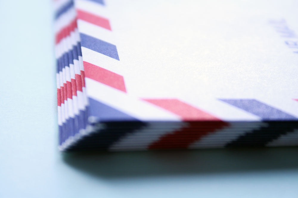 22 Vintage Air Mail Envelopes Starbright White Wove Red Blue