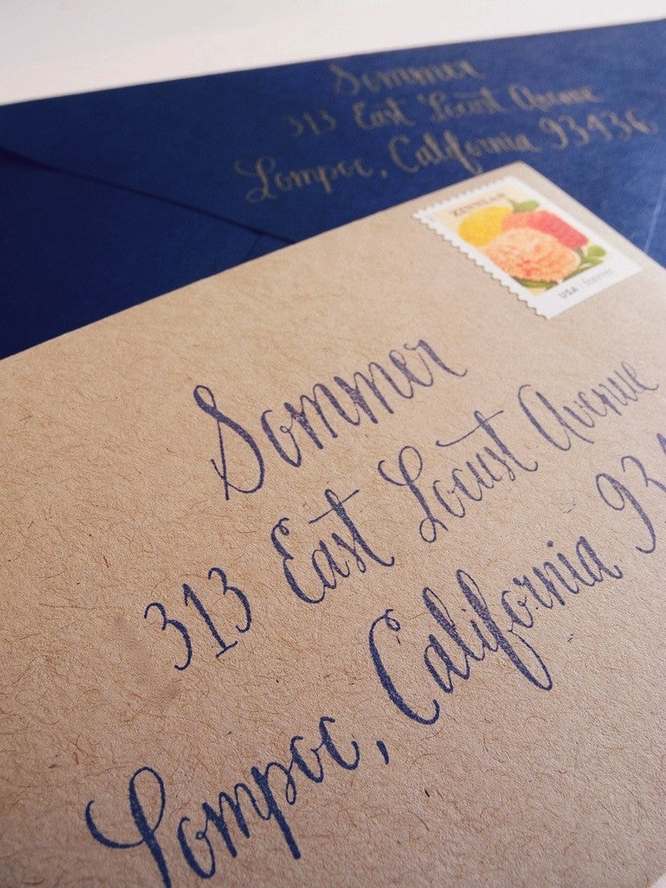 Custom calligraphy return address stamp