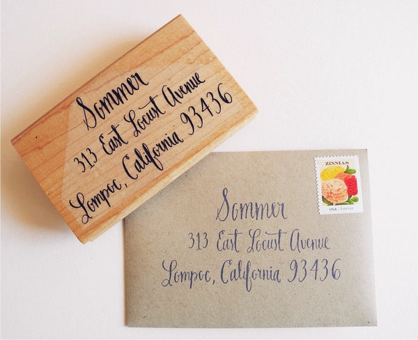 Extra Large Custom calligraphy return address stamp