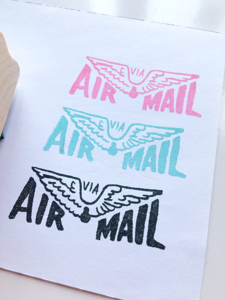 Vintage Inspired Via Air Mail Rubber Stamp