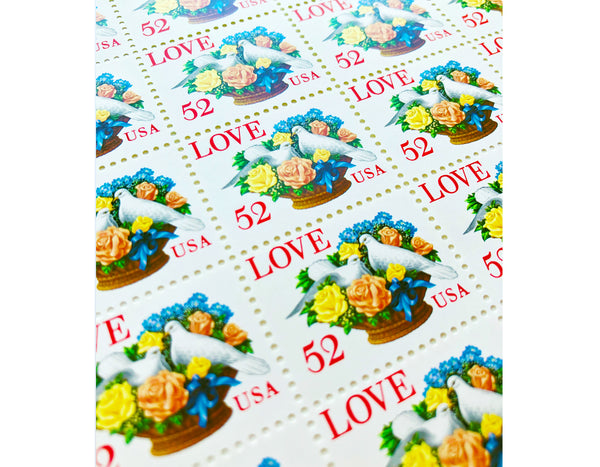 VINTAGE POSTAGE STAMP SHEET Love Series 52 Cent MNH Sheet of 50 Scott #2815
