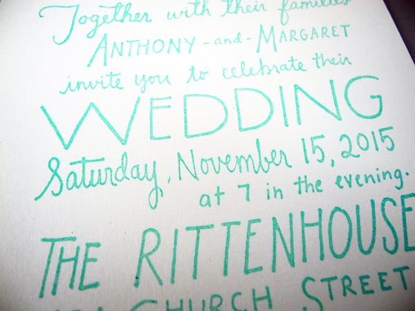 Custom Hand lettered Wedding Invitation Rubber Stamp