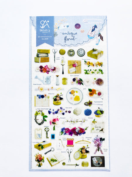 Antique Floral Theme Stickers