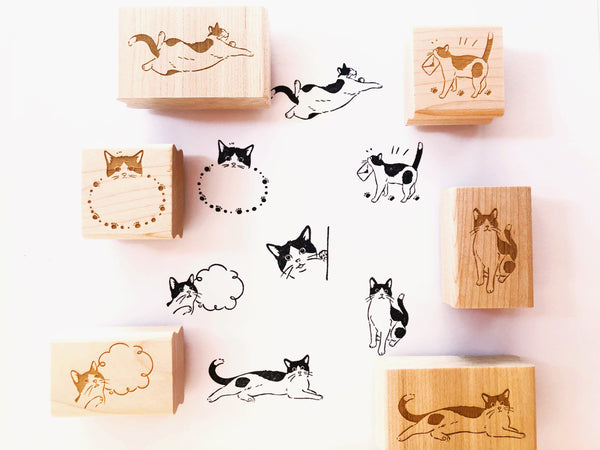 Black and White Cat Rubber Stamps
