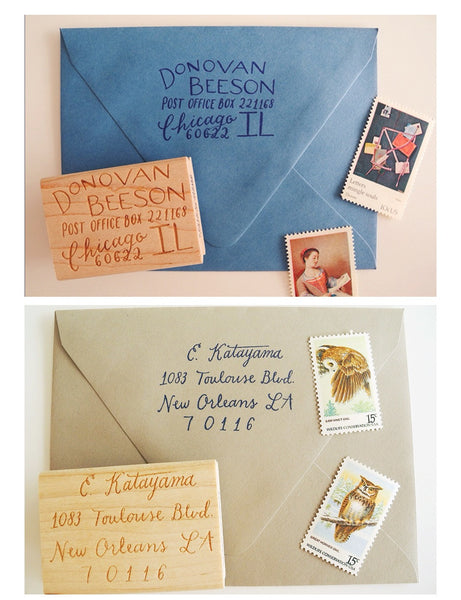 Custom calligraphy return address stamp