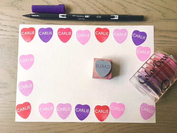 Custom Convo Heart Rubber Stamp