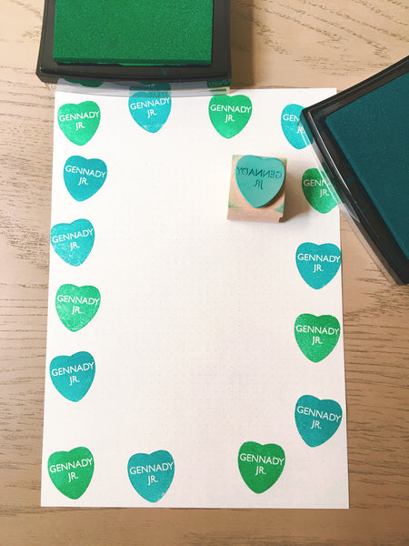 Custom Convo Heart Rubber Stamp