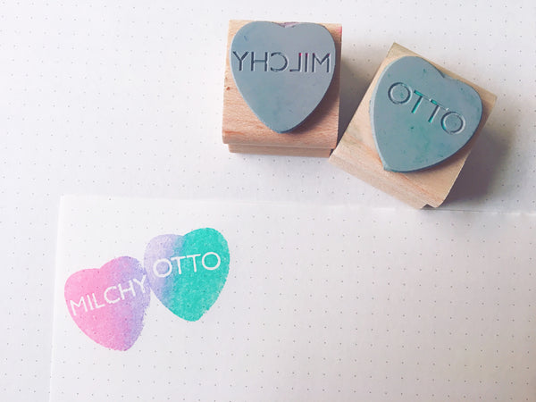Custom Convo Heart Rubber Stamp