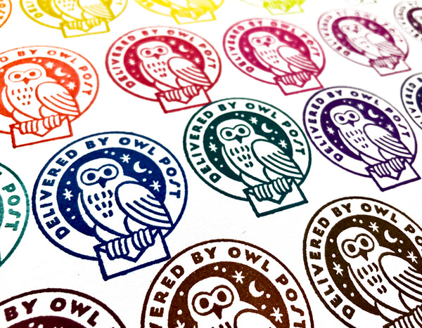Delivered by Owl Post Rubber Stamp