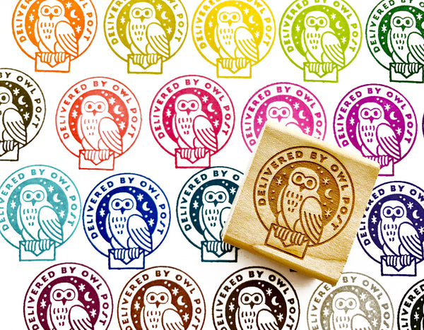 Delivered by Owl Post Rubber Stamp