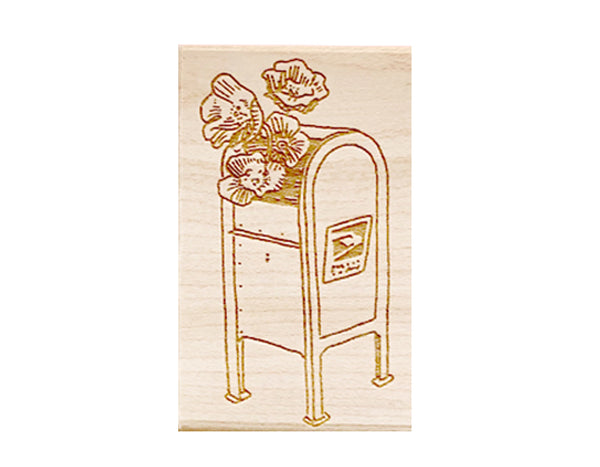 FLORAL MAIL BOX RUBBER STAMP