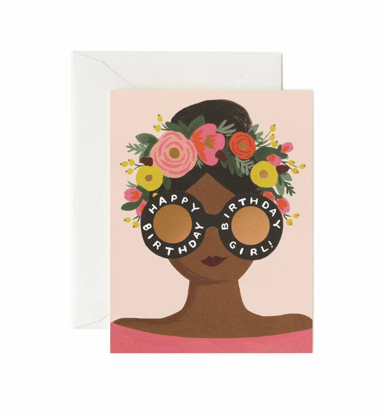 Flower Crown Birthday Girl Greeting Card