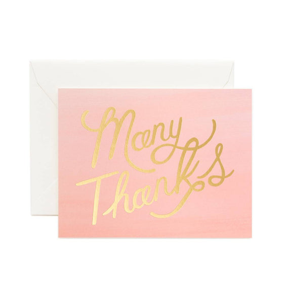 Pink Ombré Many Thanks Greeting Card