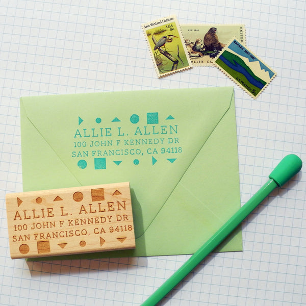Geometric Custom Return Address Stamp