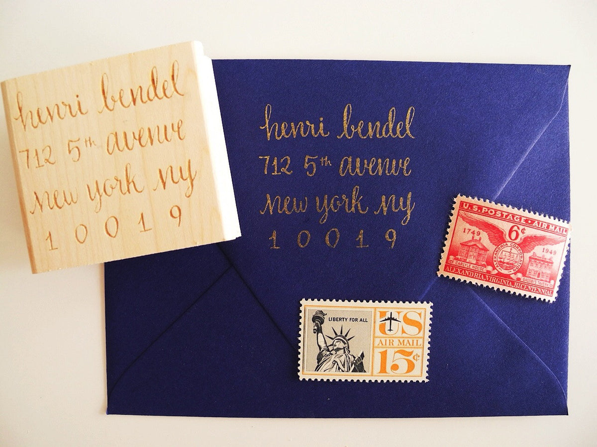Calligraphy Address Stamp / Tampon Adresse, Tampon Encreur