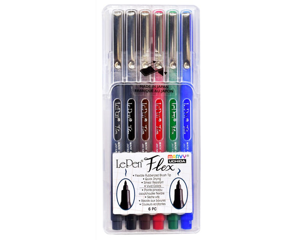 Marvy Le Pen Flex Brush Pen Primary 6 Color Set