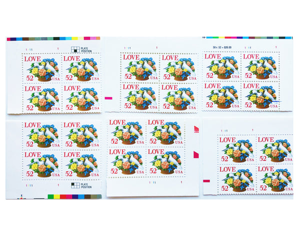 VINTAGE POSTAGE STAMP SHEET Love Series 52 Cent MNH Sheet of 50 Scott #2815