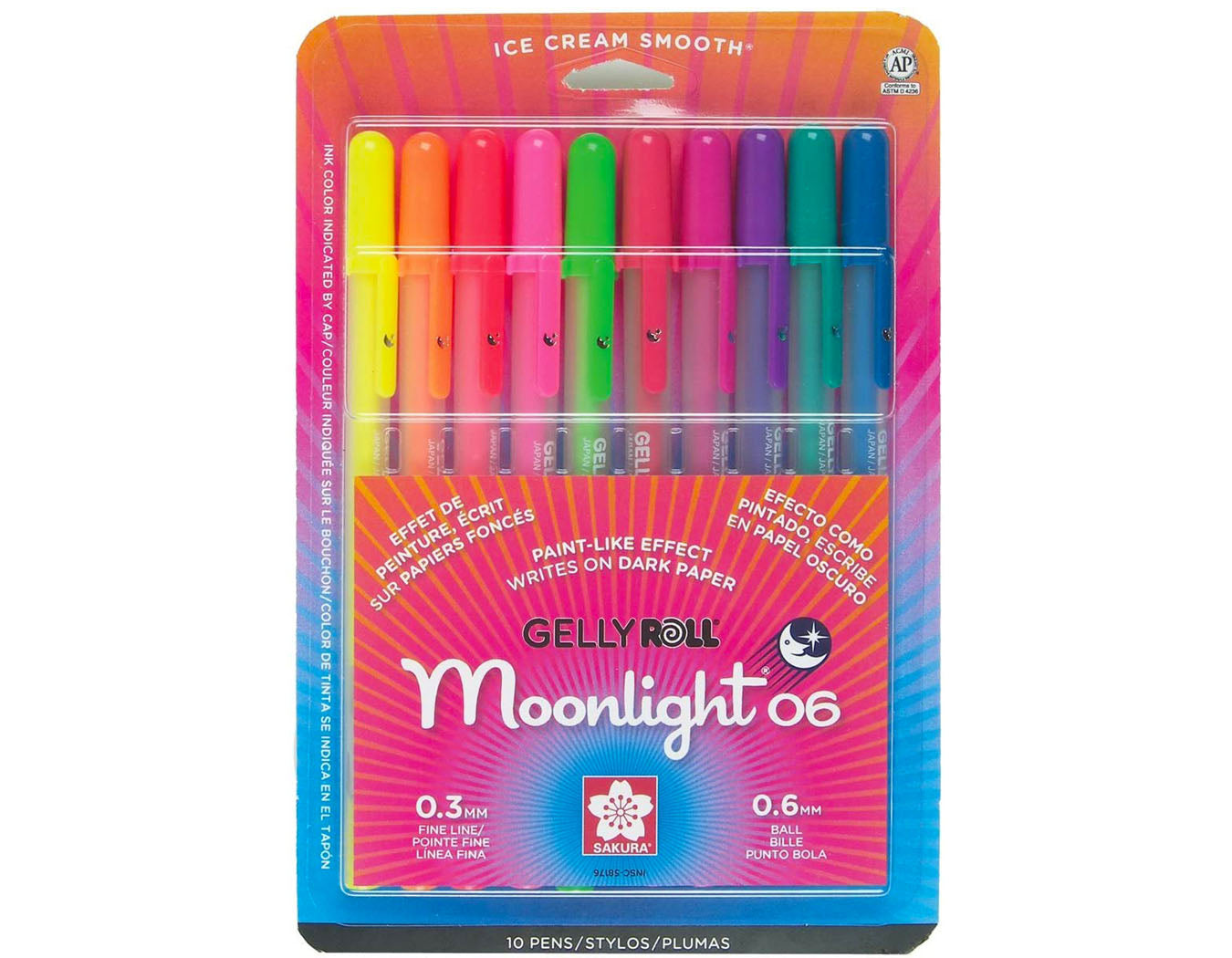 set of 10 moonlight gelly roll pens in package