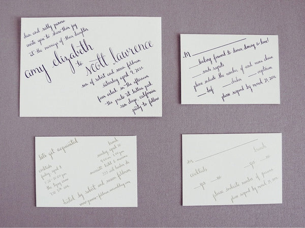 Custom Calligraphy or Hand lettered Text for Wedding Invitation (deposit)