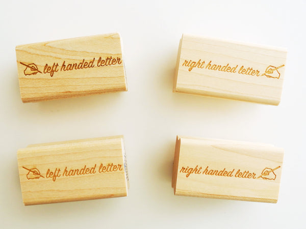 Right or Left Handed Letter Rubber Stamp
