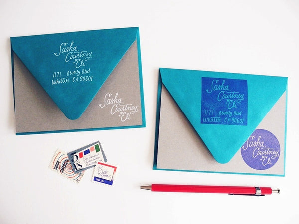 Hand Lettered Family Names Address Stamp Set