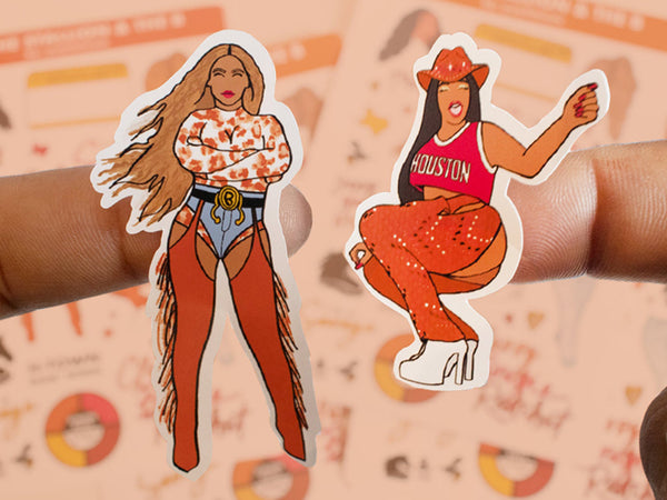 H-Town Rapper Sheet It’s the Stallion & The Bey Glossy Sticker Sheet