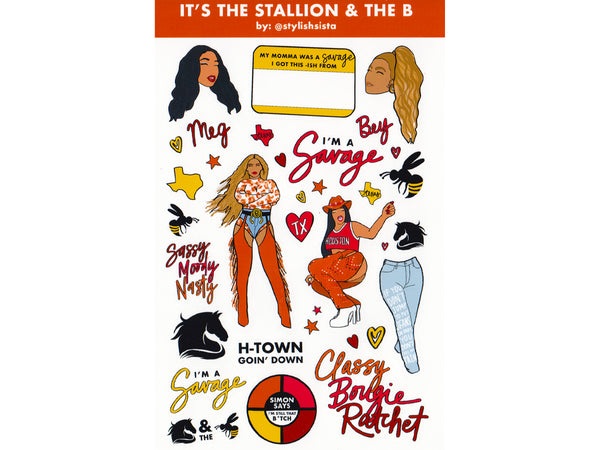 H-Town Rapper Sheet It’s the Stallion & The Bey Glossy Sticker Sheet