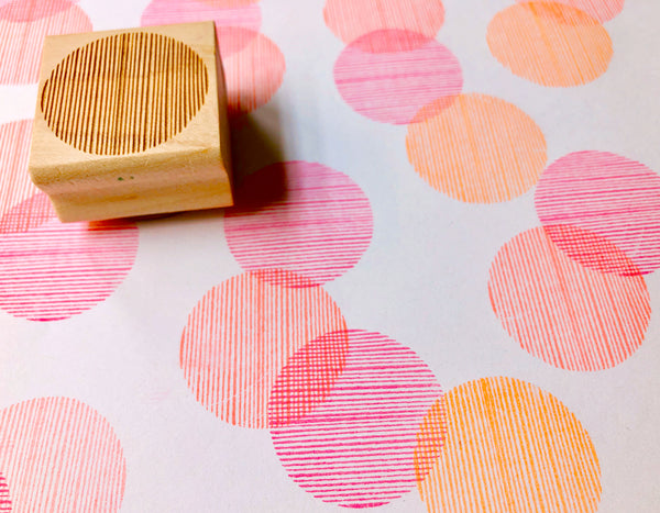 stripe circle rubber stamp | circle pattern stamp | hand carved stamp for diy, card making, fabric printing, art journal, gift wrapping