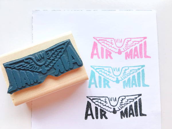 Vintage Inspired Via Air Mail Rubber Stamp