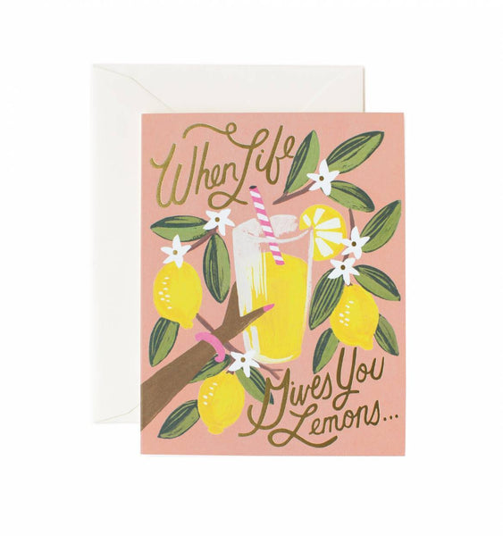 pink manicured hand holding lemonade text reads when life gives you lemons...