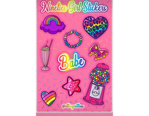 90s Retro Sticker Sheet - Nineties Girl Sticker Sheet