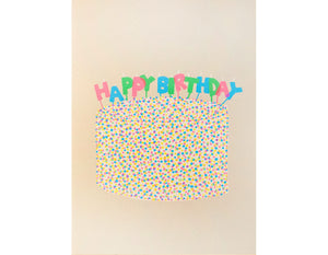 Screen Printed Birthday Cake Greeting Card