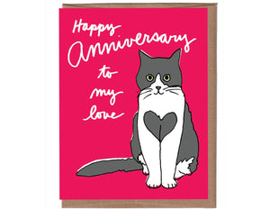 Heart Cat Anniversary Greeting Card