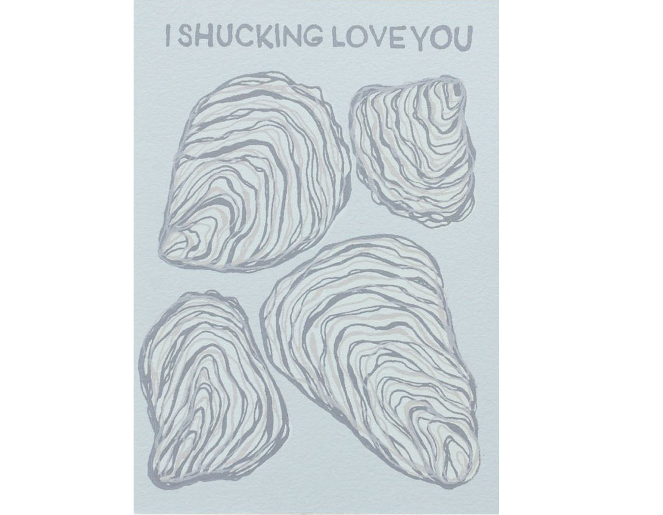 Screen Printed Oyster Love Greeting Card