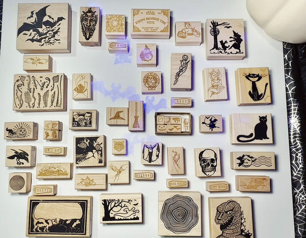 a group of rubber stamps with a halloween theme