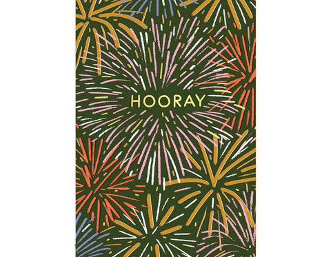 'hooray Fireworks' Foiled Greetings Card