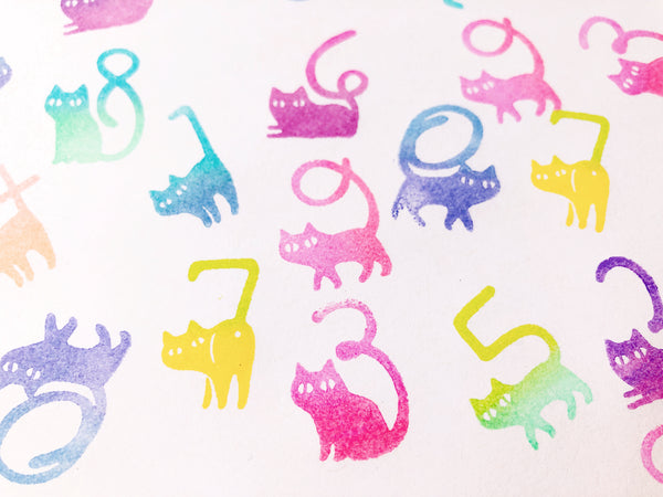 Cat Number Rubber Stamp Set