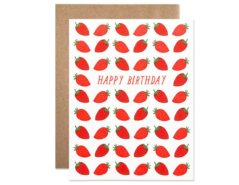 rows of strawberries with text that reads happy birthday