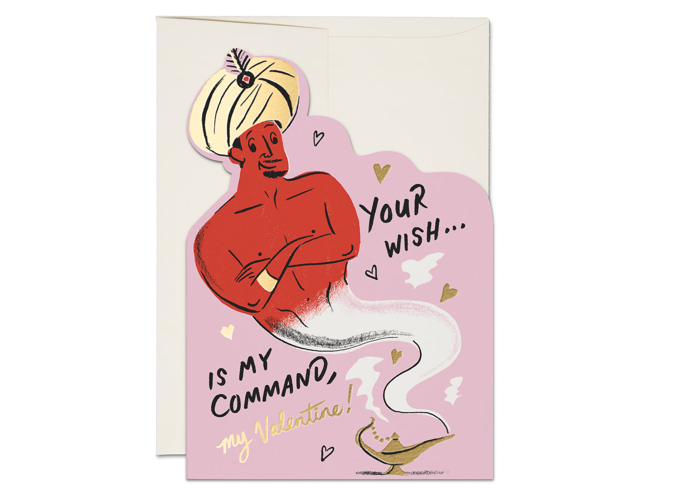 illustrated genie coming out of lamp text reads your wish...is my command, my valentine!