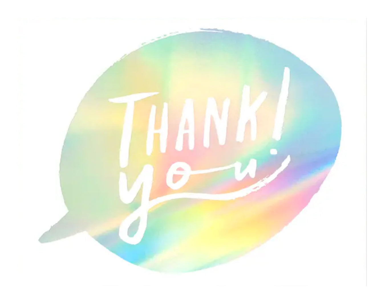 holographic text bubble with words thank you! inside