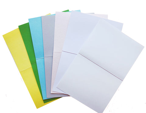 Choose from sunshine, clover, pool, cement, luxe blush, eco white or white notecards. 