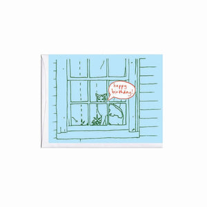 Cat in Window Birthday Card