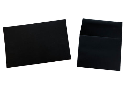 BLACK PAPER NOTEPAD AND BLACK ENVELOPES