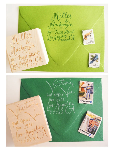 Custom calligraphy return address stamp