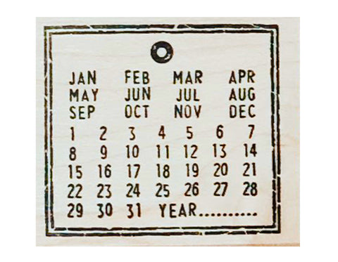 Tag Calendar Rubber Stamp