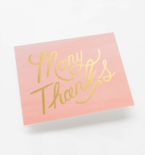 Pink Ombré Many Thanks Greeting Card