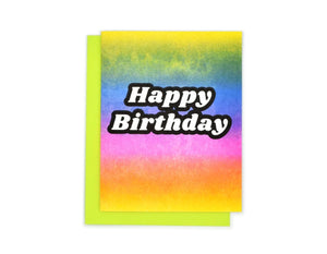 Happy Birthday Rainbow Gradient Risograph Card